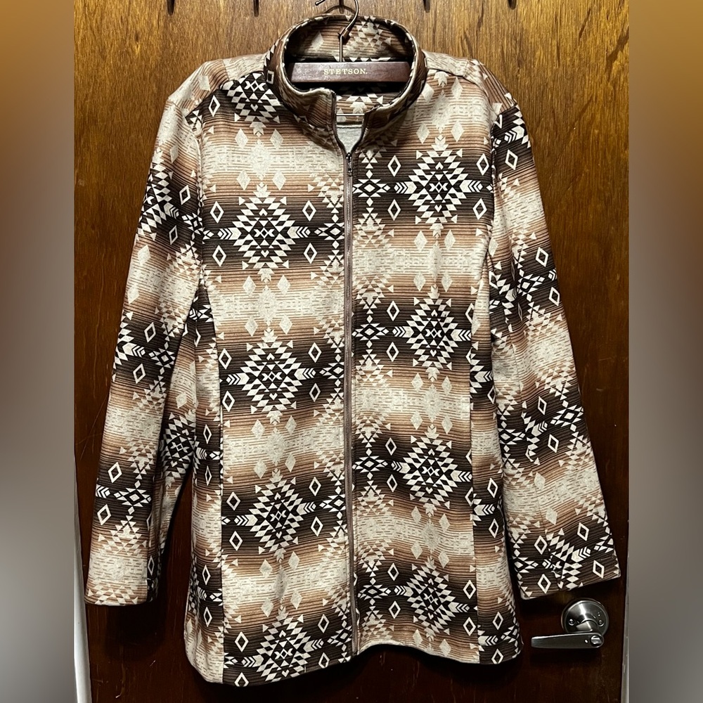 Brown Geometric Trench Coat